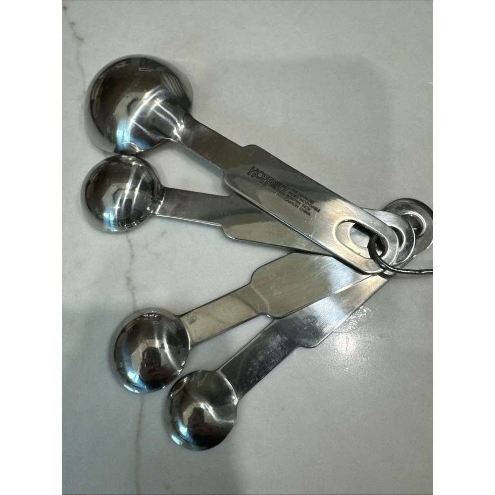 Vintage Hoffritz Stainless Steel 4 Measuring Spoons with Ring Rostfrei Inox